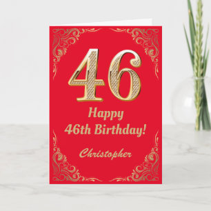 Carte Cadre de Parties scintillant rouge et or 46e anniv