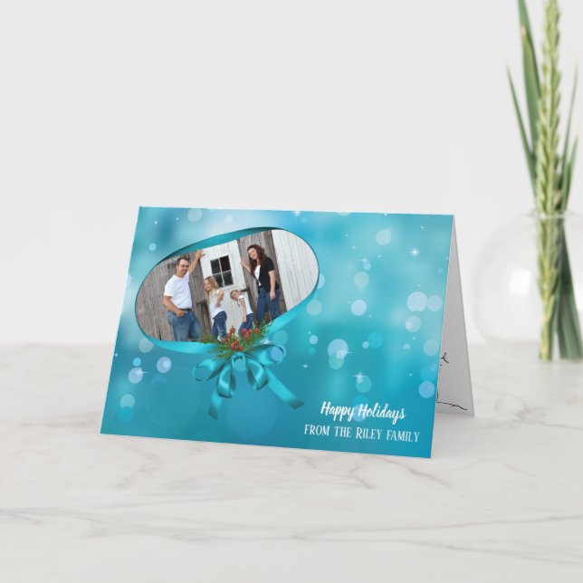 Carte Cadre de ruban de Noël avec nœud (Devant)