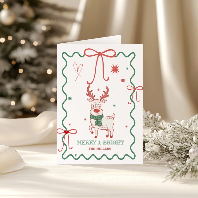 Carte Cadre dessiné à la main de renne mignon (Créateur téléchargé)