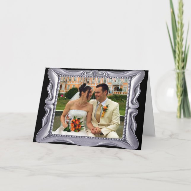 Carte Cadre en argent fantaisie Ajouter une photo ici (Devant)