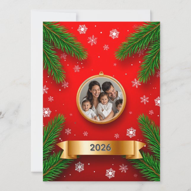 Carte ✨ Cadre festif personnalisé avec photo et pinède t (Devant)