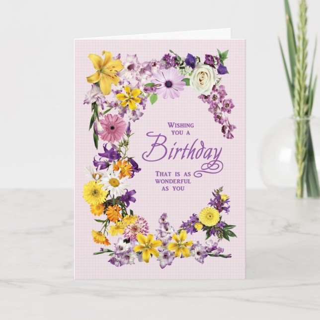 Carte cadre Fleur Anniversaire (Devant)