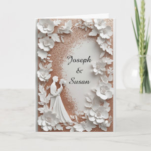 Carte Cadre floral de mariage avec mariée et marié