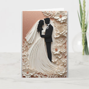 Carte Cadre floral de mariage avec mariée et marié