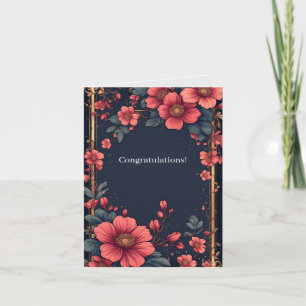 Carte Cadre floral élégant avec fleurs roses