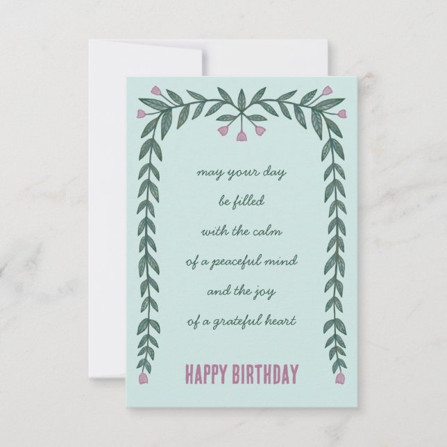 Carte Cadre Floral Inspiration Mindful Joyeux Anniversai (Devant)