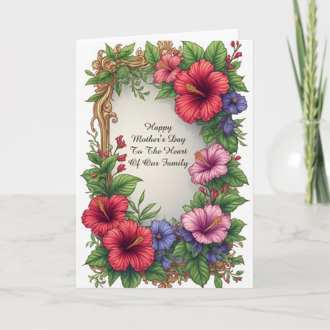 Carte Cadre floral orné d'Hibiscus tropical (Devant)