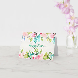 Carte Cadre floral personnalisé à l'aquarelle rose et sa
