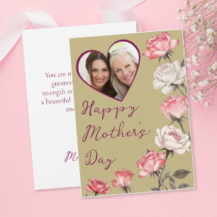 Carte Cadre photo avec cœur de sauge pour la fête des mè