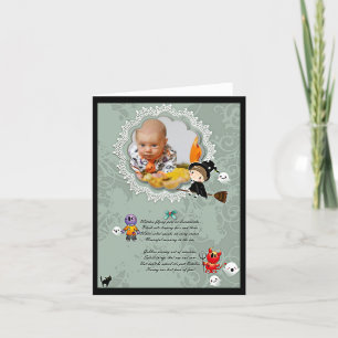 Carte Cadre photo avec Sorcière, Monstres, Fantôme, Chat