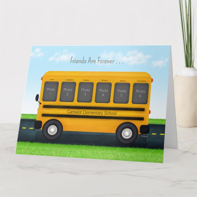 Carte Cadre Photo Bus Scolaire 6 Personnalisé Meilleures (Devant)