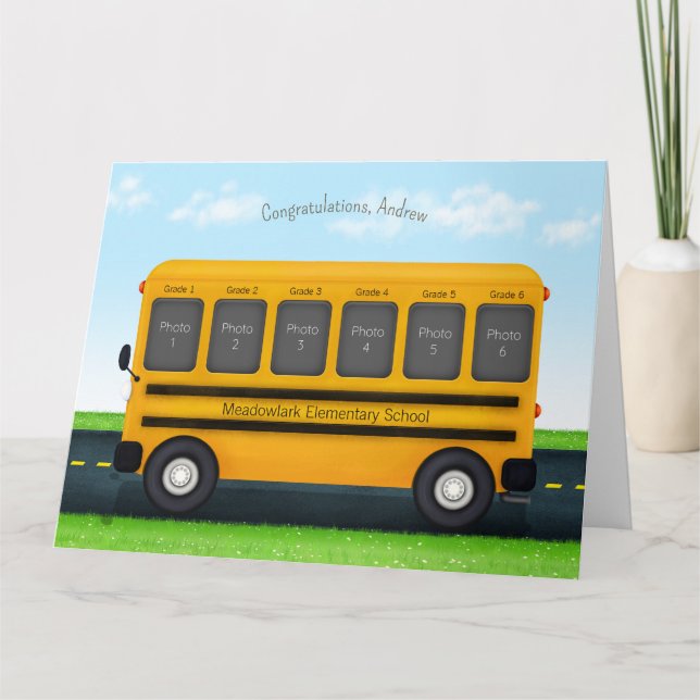 Carte Cadre Photo Bus Scolaire 6 Souvenirs d'Enfants Per (Devant)