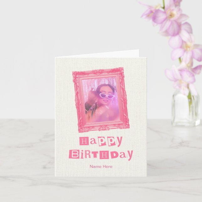 Carte Cadre photo rose vintage (Orchidée)