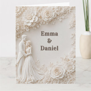 Carte 🤍 Cadre silhouette de mariage floral ivoire 🤍