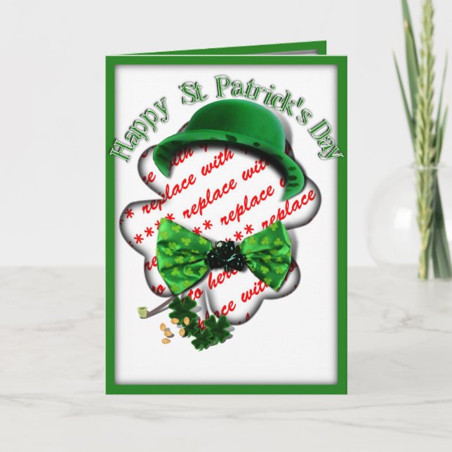 Carte Cadre Trèfle de la Saint-Patrick avec Lien Réglabl (Devant)