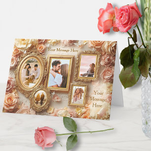 Carte Cadres Rose Vintage avec une Douce Lueur Florale D