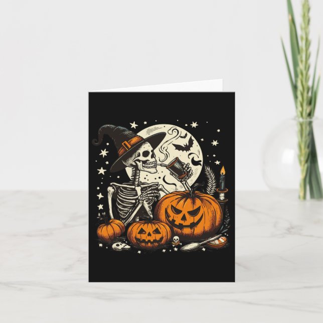 Carte Café Boire Squelette Citrouille Costume d'Hallowee (Devant)