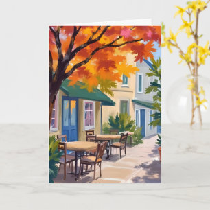 Carte Café d'automne Aquarelle Feuillage d'automne