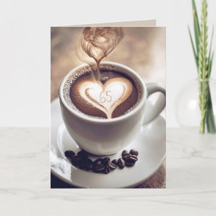 Carte Café du 65e anniversaire avec cœur