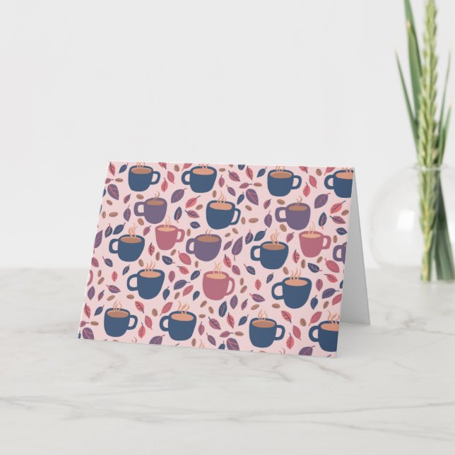 Carte Café du matin mignon couleur rose Motif PERSONNALI (Devant)