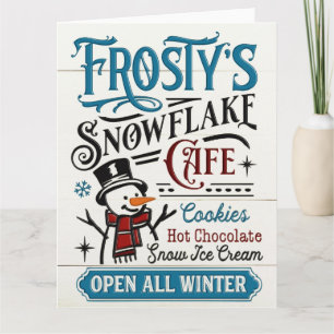 Carte Café Flocon de Neige de Frosty Vintage