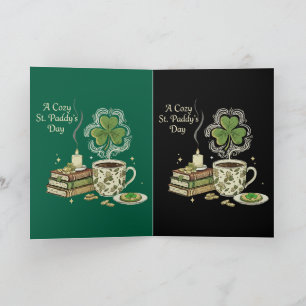 Carte Café irlandais cosy de la Saint-Patrick et livre a
