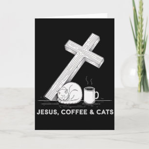 Carte Café Jésus Chats Drôle Mignon Design Amateurs de J