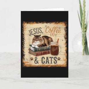 Carte Café Jésus Chats Drôle Mignon Design Amateurs de J