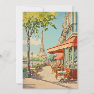 Carte Café parisien avec vue Eiffel