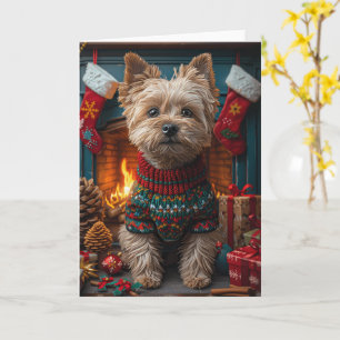Carte Cairn Terrier Chien Avec Cheminée Cadeaux De Noël