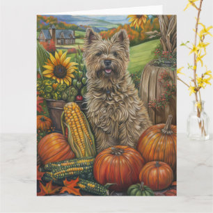 Carte Cairn Terrier Chien Moisson Automne Thanksgiving