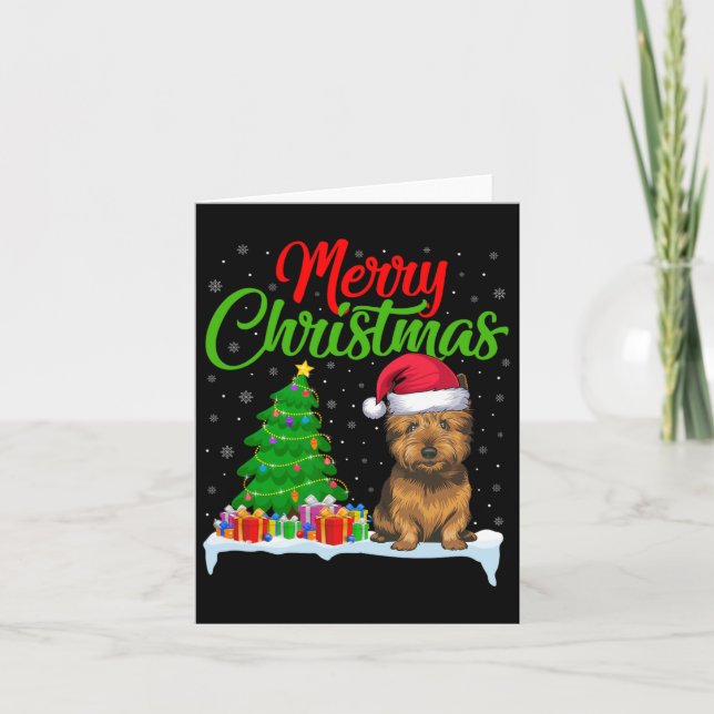 Carte Cairn Terrier Chien Noël Lumières des arbres de No (Devant)