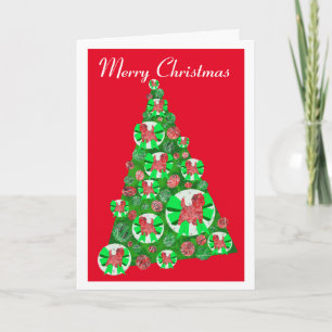 Carte Cairn Terrier Chien race Silhouette Noël Rouge