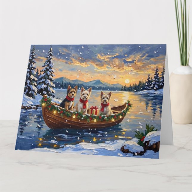 Carte Cairn Terrier Christmas Boat Holiday (Devant)
