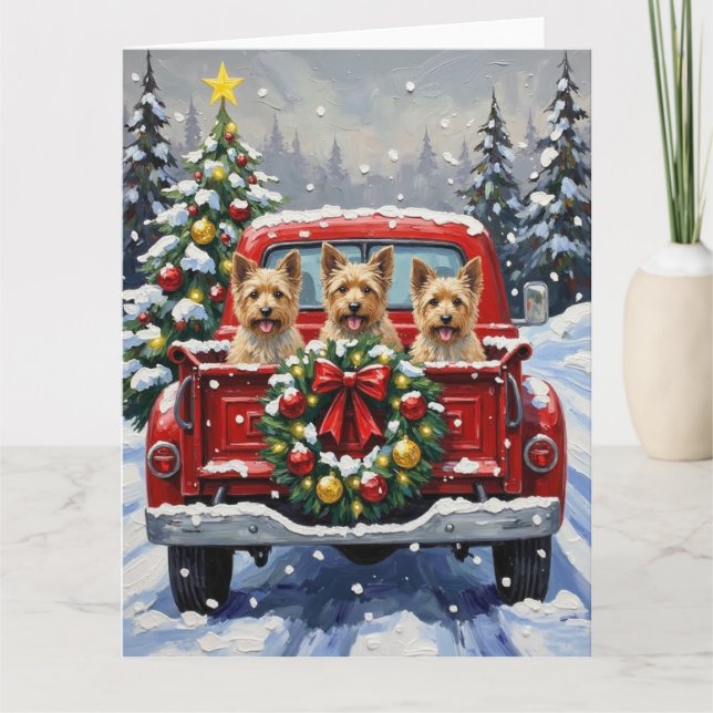 Carte Cairn Terrier Christmas Red Truck Holiday (Devant)
