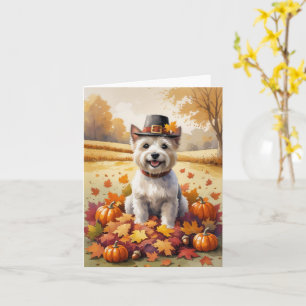 Carte Cairn Terrier Dans Les Feuilles D'automne Art De T