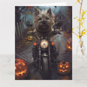 Carte Cairn Terrier équitation moto Halloween effrayant