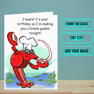 Carte Cajun Créole Crawfish Anniversaire amusant