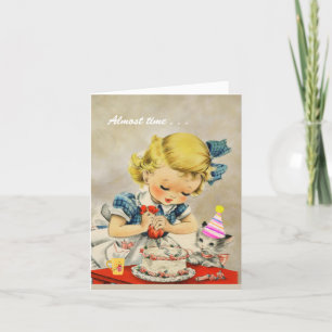 Carte Cake Cat Young Girl Combine pour un joyeux anniver