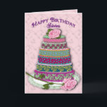 CARTE CAKE DECORATED<br><div class="desc">SWEET FEMININE BIRTHDAY GREETING WITH CAKE DECORATED MULTI-ANIMAL - SEE OTHER BIRTHDAY CARDS IMAGE COMMUNE,  SECRET PAL,  SISTER,  GIRLFRIEND,  DAUGHTER,  SISTER LAW</div>