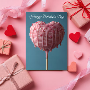 Carte Cakepop rose en forme de coeur Valentine's Greetin