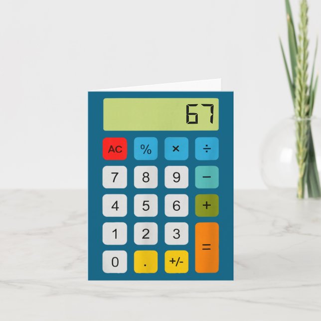 Carte Calculator 67 Six Seven Funny Math Meme  (Devant)