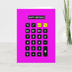 Carte Calculatrice d'anniversaire Neon Rose