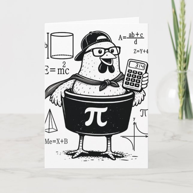 Carte Calculatrice drôle de poulet tenant un pot Prof de (Devant)