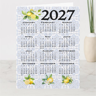 Carte Calendrier 2027 Citrons Italien Méditerranéen Carr