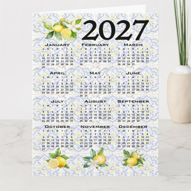Carte Calendrier 2027 Citrons Tuiles Méditerranéennes It (Devant)