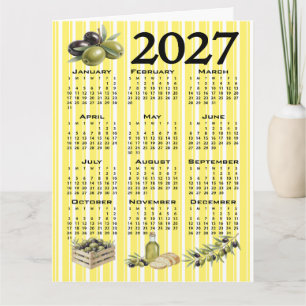 Carte Calendrier 2027, Olives Méditerranéennes Rayures J
