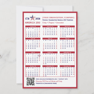 Carte Calendrier America 250 Patriotic Red 2026