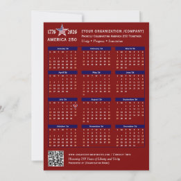 Carte Calendrier America 250 Patriotic Red 2026