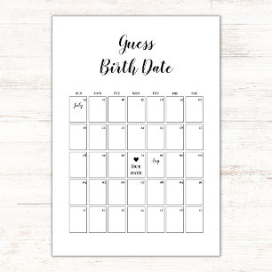 Carte Calendrier de date d'échéance minimaliste du Baby